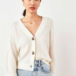 Quince Alpaca Wool Cropped Boxy Fit Cardigan Size S